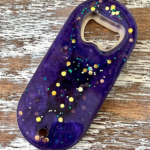 Cosmic Purple Resin Bottle Opener with Fridge Magnet Bar Accessories Beer Bottle - Picture 1 of 3